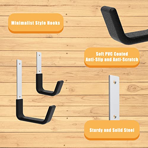 Heavy Duty Garage Utility Hooks, Wall Mount Ladder Hangers, 2S 2M - size: 2 Small & 2 Medium