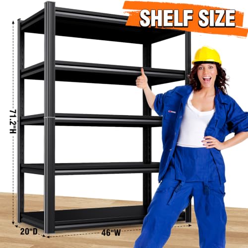 72''H 45''W 20" D Storage Shelves Garage Shelving,Adjustable 5 Tier Utility Steel Shelf, Heavy Duty Metal Shelving, Shelving Units and Storage Rack fo Kitchen Pantry Laundry - size: Metal/46"Wx20"Dx71"H