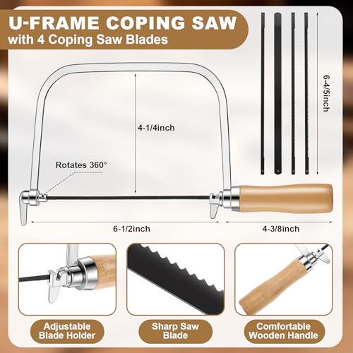 8 Pcs Japanese Saw Set Double Edge SK5 Steel 10''/9.25''/6'' Pull Handsaw, Coping Handsaw with Extra 4 Pcs Replacement Blades for Hard/Soft Woods Cutting, Metal, Plastic, DIY