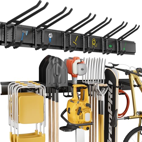 GRENPRO 49.5 Inch Garage Tool Organizer, 6 Double-layer Hooks, Holds 440lbs - size: 49.5 inch
