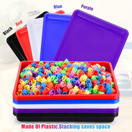 Maitys 15 Pack Plastic Art Trays 12 x 16 Inch Sensory Trays, Mixed Color - color: Mixed Color
