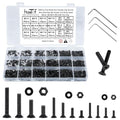 900PCS Flat Head Hex Socket Cap Screws Assortment Kit, Small M2 M2.5 M3 Bolts and Nuts Washers Set, Allen Head Machine Screws, 10.9 Grade Alloy Steel Black, Fully Threaded, Come With Hex Wrench