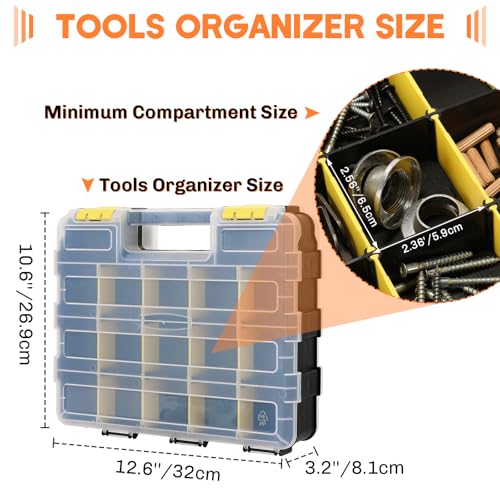 Small Parts Organizer 2Pack Storage Case Tools Box 34-Compartments - color: Yellow