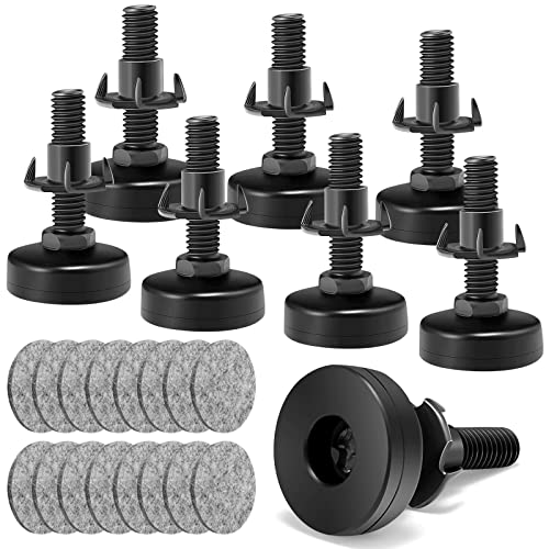 NANMOTUE Leveling Feet, Adjustable Furniture Levelers for Furniture Leg Levelers, Table Chairs Cabinets Sofa Raiser, Heavy Duty Support 2640LBs, T- Nut Kit 3/8”-16 Thread, Large Base (8 Set, Black) - color: 8 Set