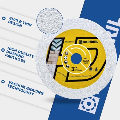 HIGHDRIL Diamond Glass Blade 3" 75mm x Arbor 3/8" 10mm - 4pcs Angle Grinder Cutting Disc for Cutting Glass Marble Tile Jade Crystal Wine Bottle - size: Diamond Glass Blade