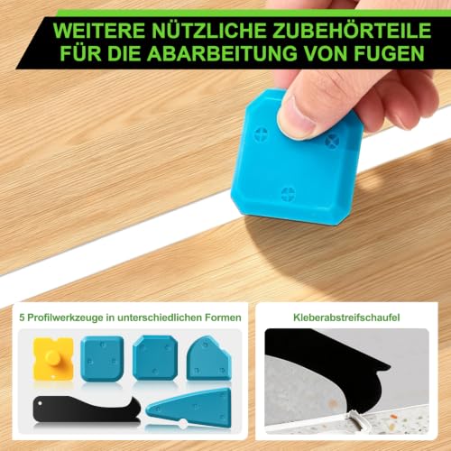 White Silicone Caulk Set-12oz Waterproof Silicone sealant,5 in 1 Caulk Tool