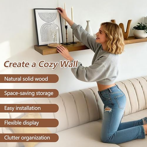 ROGMARS 36 Inches Long Walnut Floating Shelves - color: Walnut, size: 36 Inch set of 5