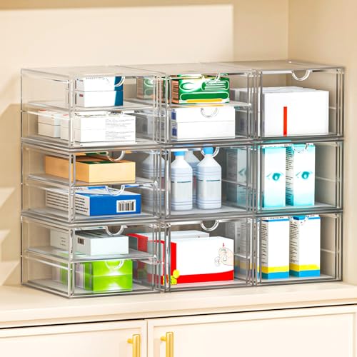 caktraie 4-Pack 4-Drawer Acrylic Storage Organizer for Desk, Crafts,Vanity - size: 4 Drawers