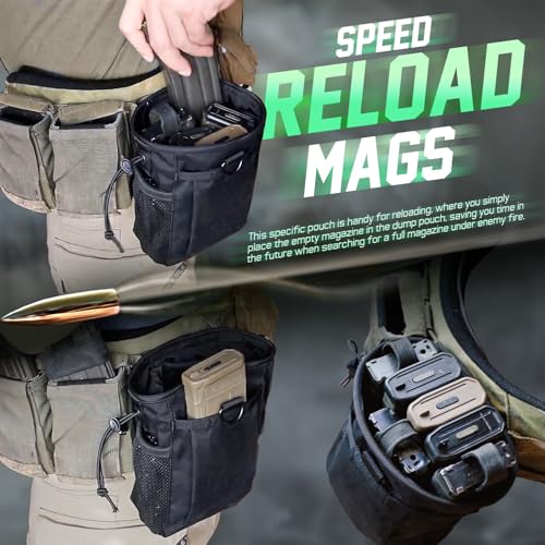 LIVANS Tactical Molle Dump Pouch, Magazine Drop Pouch Drastring Ammo Bag - color: Black - 2 Packs