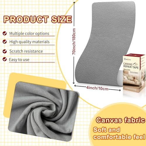 Cahomo Canvas Repair Tape 4x70 inch, Self Adhesive Canvas Fabric Tape, Canvas Fabric Patch Tape Kit, Fabric Repair Tape for Canvas Sofas, Headboards, Chairs, Curtains - Beige - color: Beige, size: 4x70 inch
