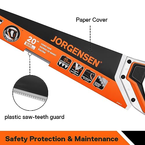 JORGENSEN 20-Inch Hand Saw, 11 TPI Coarse Blade for Wood Cutting