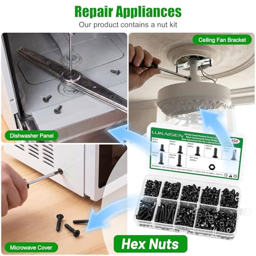 450Pcs Black M3 Phillips Flat Head Machine Screws and Nuts Kit | 4.8 Grade Carbon Steel Metric Bolts,(M3 x 4/6/8/10/12/16/20mm), for Electronics, Furniture, DIY, Clear Label Storage Box - size: 450Pcs M3*4/6/8/10/12/16/20mm-Flat
