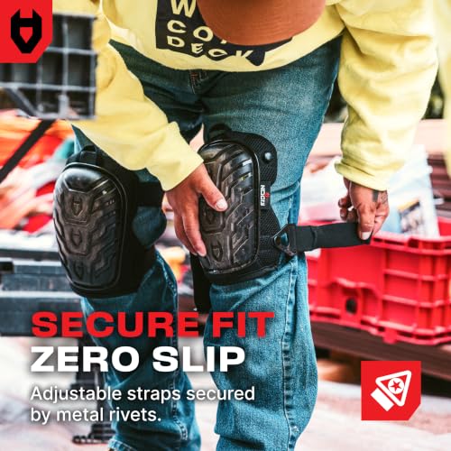 NoCry Professional Gel Knee Pads for Work with Soft Foam and Gel Cushion — Heavy Duty Cap, Reinforced Adjustable Straps, Military Grade Rivets and Built-in Hang Loops — Perfect for Construction - style: Original