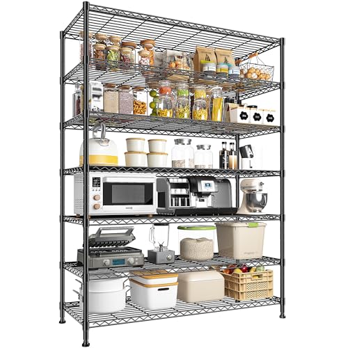 DurayLoly 82.6" H 7-Tier Metal Shelving Unit 1400LBS Adjustable Shelves - size: 45" W x 82.6" H x 13.5" D