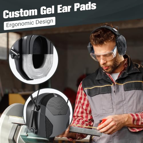 Electronic Shooting Ear Protection w/Gel Pads, 23dB NRR Active Noise Reduction & 3X Amplification Headset for Shooters - color: Grey