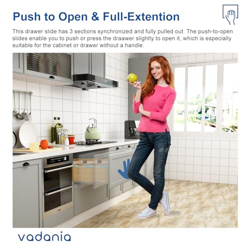 VADANIA #BF54 10" Undermount Drawer Slide, Push to Open - size: 10 Inch, style: Push to Open