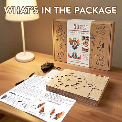 3D Wooden Puzzles for Adults-Parrot Clock Puzzle-Adult Crafts - color: Parrot Clock