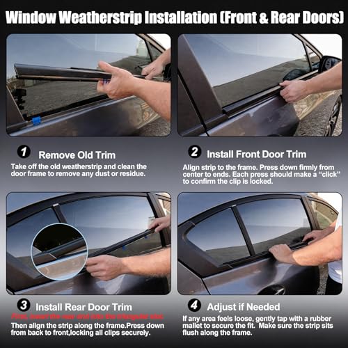 Window Molding Trim for 2012-2015 Honda Civic 4-Door Sedan | 4PCS Black Rubber Weatherstrip Seals, Replaces #72450-TR0-A01, High-rebound Buckle Design, Built-in Metal Layer - size: 2012-2015 Honda Civic