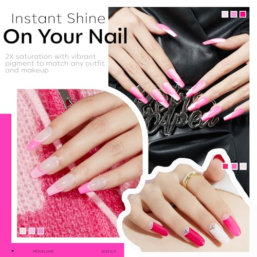 modelones Pink Gel Nail Polish Set 6 Colors, Hot Neon Light Dark Milk Pink - color: A A A0 Pink Shades