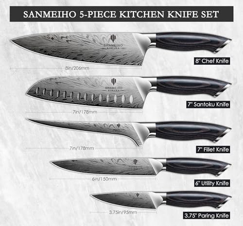 5PCS Knife Set, Kitchen Knife Sets in Powder Steel - size: 5PCS Knife Set