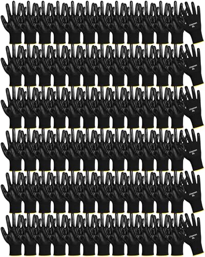 Maxcheck PU Coated Work Gloves Bulk Pack - color: Black, size: Large