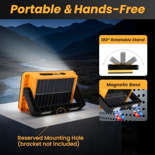 2Pack Solar Rechargeable LED Work Light with Magnetic Stand