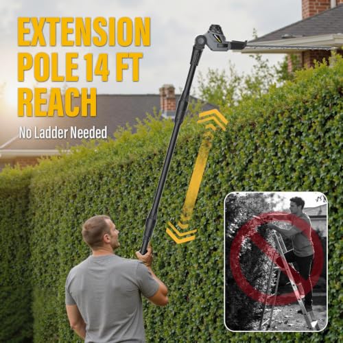 Pole Hedge Trimmer Cordless Compatible with Dewalt 20V MAX (Tool Only) - color: Black