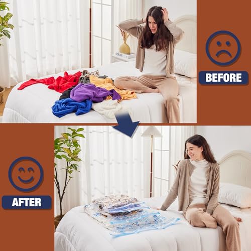 12 Jumbo Vacuum Storage Bags for Bedding, Vacuum Seal Bags for Clothing - size: 12-Jumbo