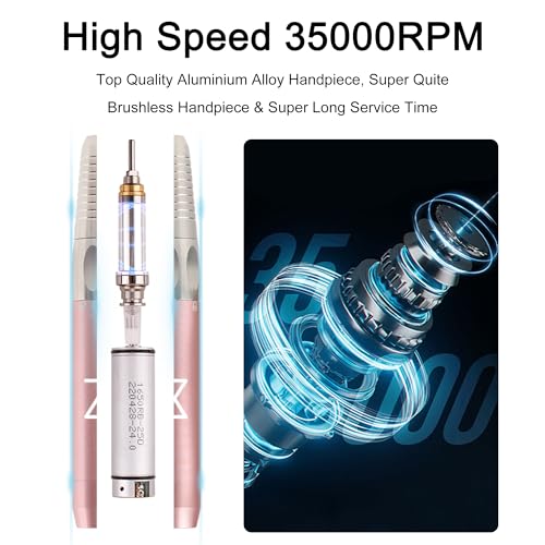 M Max Nail Drill, Brushless 2-in-1, 35000 RPM, Cordless | White - size: Standard - White