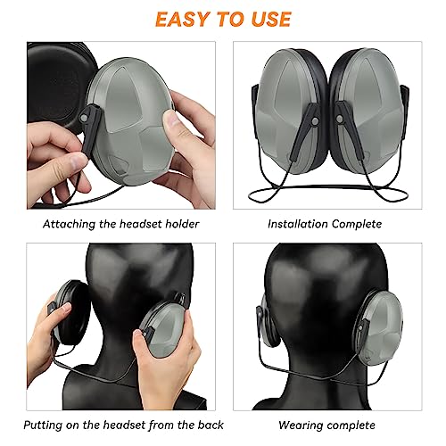 Tactical Shooting Earmuffs,Rear Mounted Noise Cancelling Headphones for Tactical Games, Construction Site, Hunting - color: Grey