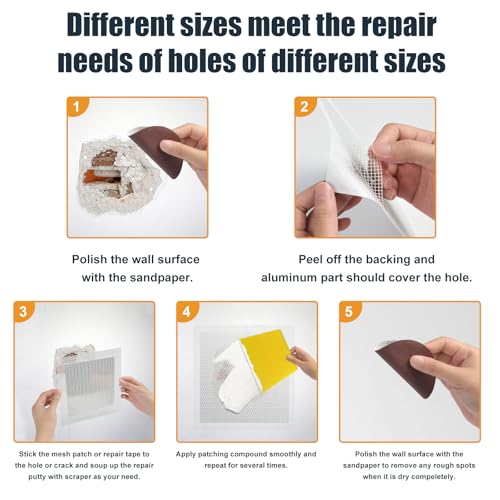 8 Pack Drywall Repair Kit, 6/8/12 Inch Dry Wall Patch Kits for Holes