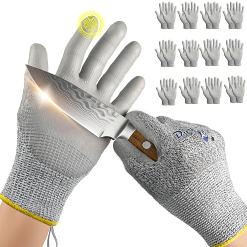 Dowellife Cut Resistant Work Gloves for Men & Women - ANSI A5 & EN388 Level 4, Breathable PU Coated, Grey Non-Marking - for Gardening, Fishing, Automotive, Construction, Wood Carving (Small, Grey) - size: Small (Pack of 12)