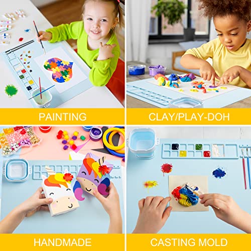 Silicone Art Mat with Cup, Painting Mat for Crafts Resin Casting - color: Blue