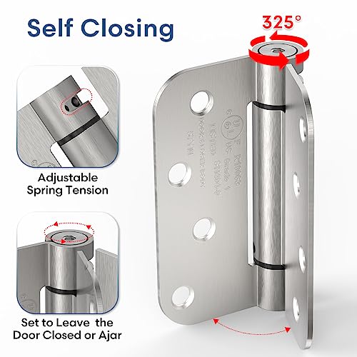 2 Pack 4 Inch Self Closing Door Hinges Kit, Satin Nickel - color: Satin Nickel - kit, size: 4" (2 Pack)