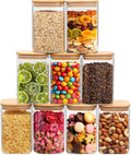 ComSaf Square Glass Containers with Lids 1.2 Qt, Set of 9 Pantry Glass Jars | Food Storage Jar, Kitchen Canisters, Storage Container, Bamboo Lid with Silicone Seal, Cookie, Flour, Spice, Coffee, BPA Free - size: 1.2Qt*9