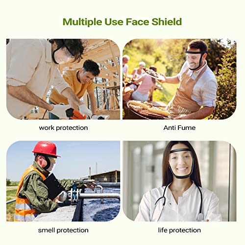 Protective Face Shield Clear Anti Fog Full Mask,Reusable Dust Facemask Safety Protective for Work,Weed Whacking,Grass Cutting,with Replaceable Filters