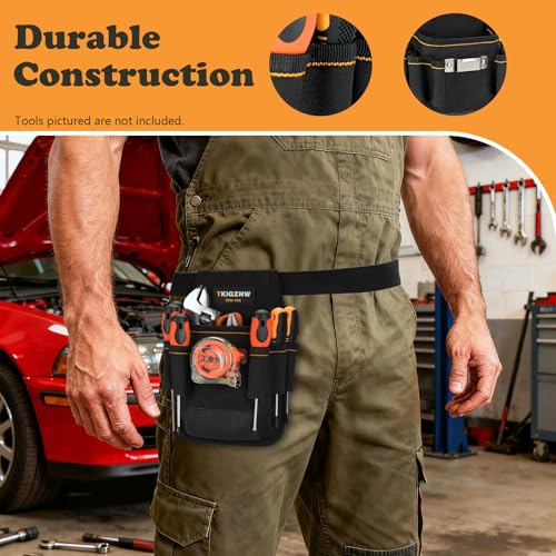Tool Belt Pouch, Tool Pouch with 7 Pockets, Utility Belt with Hammer Holder, Tear Resistant 900D Oxford Fabric, Adjustable for Men Women Electrician Carpenter, Construction