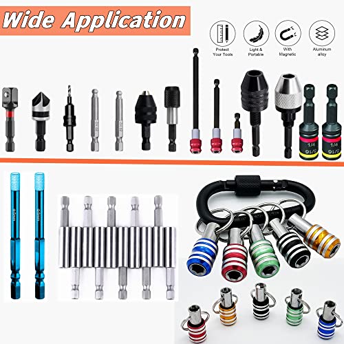 FACAINCXS Bit Holder 1/4 inch Hex Shank Screwdriver Bits Holder Extension Bar Keychain Screw Adapter Drill Change Hand-held Screwdrivers Drill Bits Holder Portable (5PCS) - color: 5pcs-sct