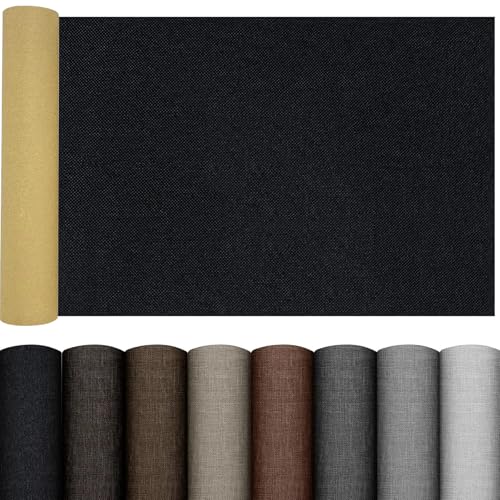 PXBBZDQ Large Linen Repair Patch, 16X40 Inch Linen Fabric Patch for Furniture and Sofa Self-Adhesive Upholstery Refinishing Repair, Couch Fabric Patch (Black, 16X40) - color: Black