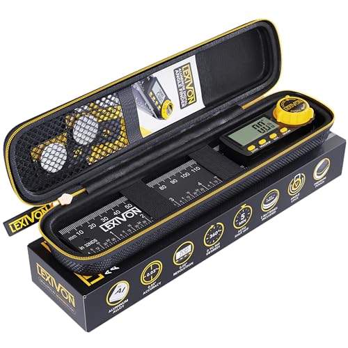 LEXIVON Aluminum Digital Angle Finder Gauge, 7-inch/180mm Multi-Purpose Protractor, Includes XL Display and Rugged Zippered Pouch (LX-DAF7) - size: 7 Inch