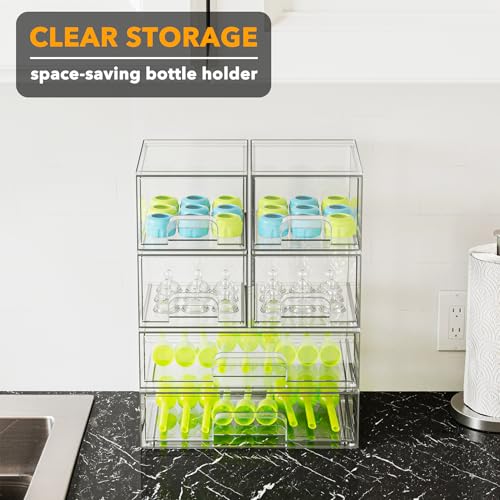 SpaceAid Bottle Storage Organizer Baby - Acrylic Bottles Station Organizer Container, Stackable Clear Drawers for Countertop, Vanity, Bathroom, Cabinet, Pantry Organization, 6 Pack, 4S2L, 15.6"H - size: 15.6"H, 6 Pack, 4S2L