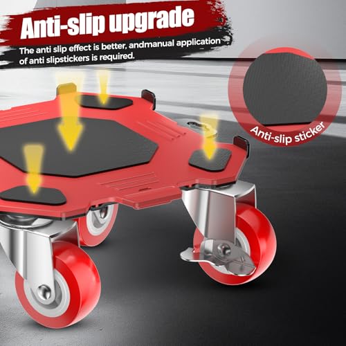 Kavlium Heavy Duty Furniture Dolly,5-Wheel Furniture Movers,6 Inch - color: Red, size: 6in