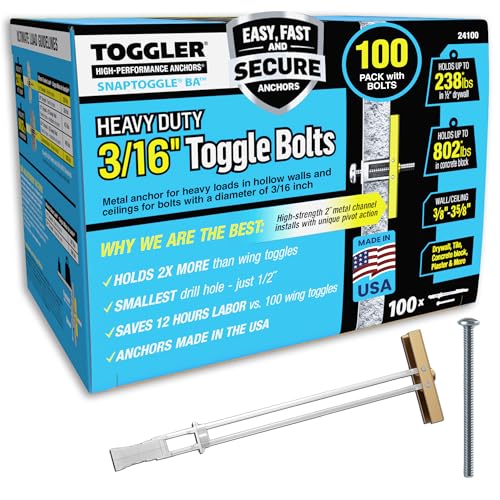 TOGGLER SNAPTOGGLE Toggle Bolt 3/16-24 UNC, 100 Pack, Round Head - size: 3/16"-24 x 2 1/2