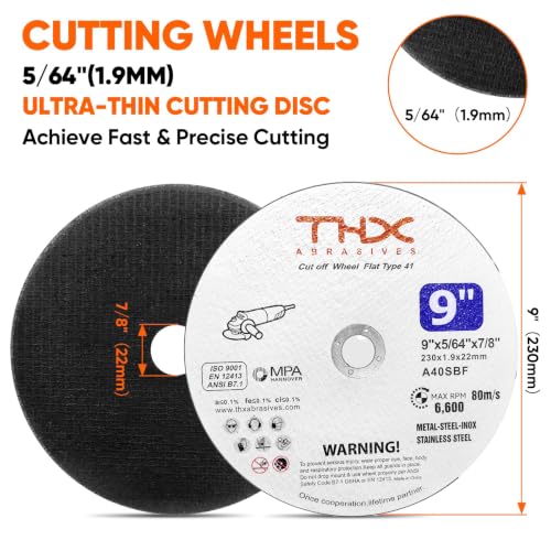 THX 9 Inch Cut Off Wheel,Long-Lasting Thin Cutting Wheel,12 Pack - size: 9" x 0.078" x 7/8"