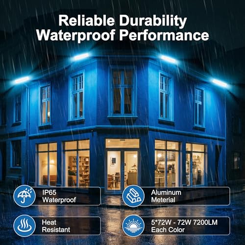 Smart Flood Light Outdoor – 360W RGBCW Color-Changing LED Floodlight, WiFi APP & RF Remote Control, Alexa/Google Voice, 50 Scene Modes, IP65 Waterproof - color: 5*72W Adjustable RGBCW Flood Light