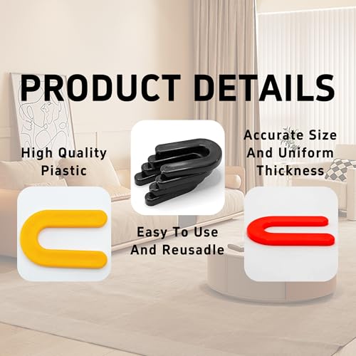 100PCS Horseshoe Tile Spacers, U-Shape Plastic Structural Shims for Tile Leveling System, Yellow Tile Leveling Clips for Ceramic Floor and Wall Installation(4 Sizes) - size: 4 Sizes