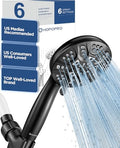 6-Mode High Pressure Handheld Shower Head Set, Consumer Reports Recommended HOPOPRO High Flow Hand Held Showerhead with 59 Inch Hose Bracket Teflon Tape Rubber Washers - color: Matte Black, style: 6 Modes