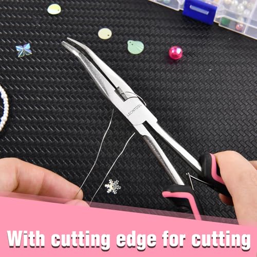 Long Reach Bent Needle Nose Pliers Serrated Jaw with Wire Cutter - style: Bent Needle Nose Plier with Serrated Jaws & Cutter
