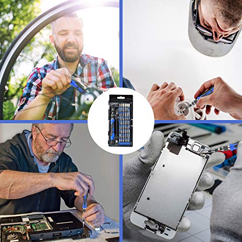 Hautton Precision Screwdriver Set, 60 in 1 with 56 bits Magnetic Screwdriver Kit, Stainless Steel Professional Repair Tools Kit for Phone Laptop PC Camera Game Console Glasses and More –Blue