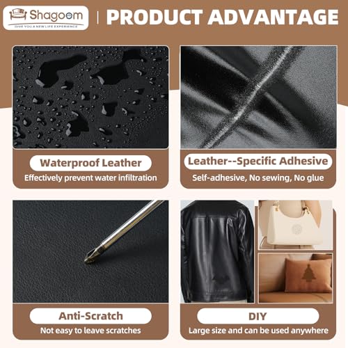 Shagoom Leather Repair Kits, Large Vinyl Repair Patch for Couches Furniture - color: Black, size: 3.5X79 inch